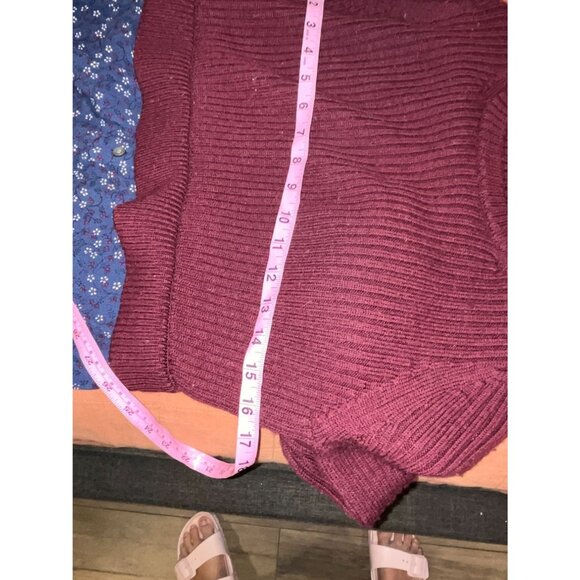 Veronica Beard Garrett Mixed Media Sweater Floral Tunic Burgundy Wool L - Picture 6 of 9